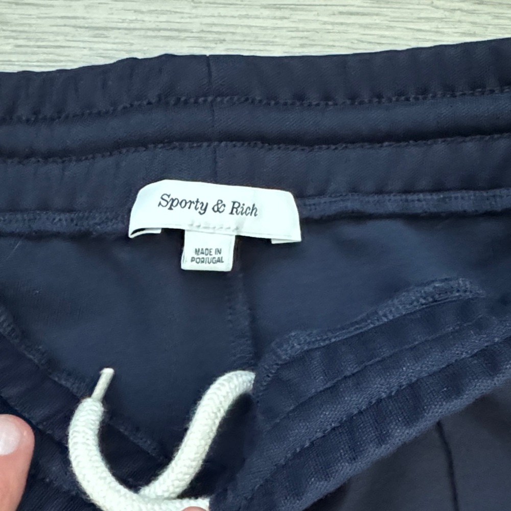 Sporty & Rich Men’s Navy Joggers with Red and White Stripes - Picture 2 of 5